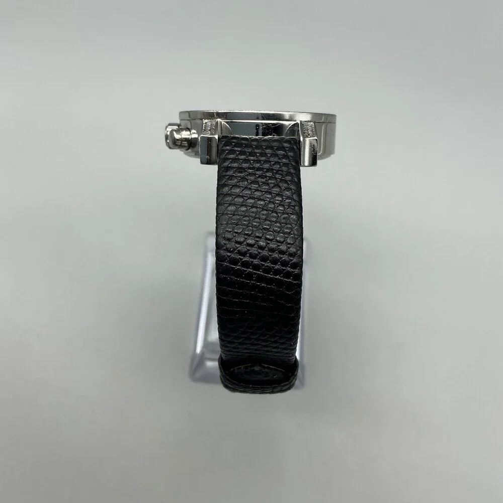 Freeze Mens Watch 36mm Silver Tone Black Diamond Leather Chronograph FZ07161627